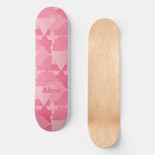Gepersonaliseerd Roze Abstract Patroon met Naam Persoonlijk Skateboard (Voorkant)