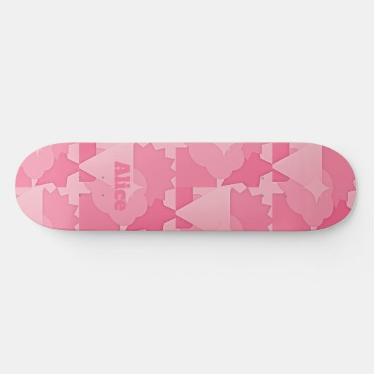 Gepersonaliseerd Roze Abstract Patroon met Naam Persoonlijk Skateboard (Horizontaal)