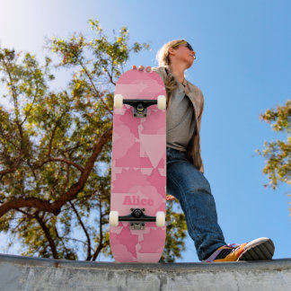 Gepersonaliseerd Roze Abstract Patroon met Naam Persoonlijk Skateboard