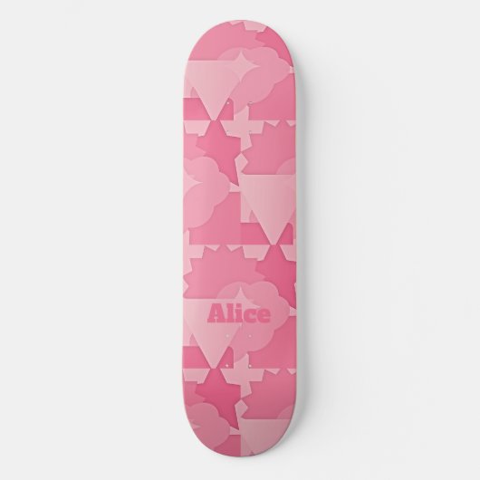 Gepersonaliseerd Roze Abstract Patroon met Naam Persoonlijk Skateboard (Voorkant)