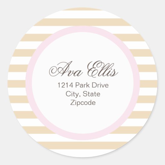 Gepersonaliseerd roze adreslabel/merchandise seal ronde sticker (Voorkant)