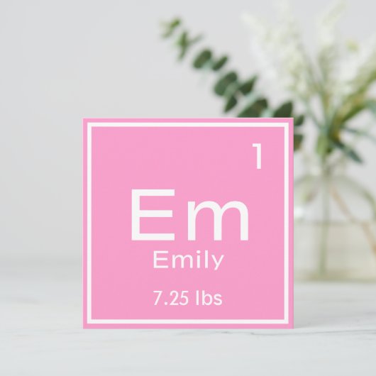 Gepersonaliseerd roze baby meisje element aankondiging (Staand voorkant)