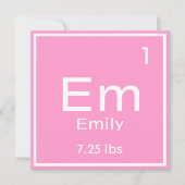 Gepersonaliseerd roze baby meisje element aankondiging (Voorkant)