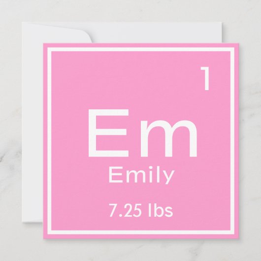 Gepersonaliseerd roze baby meisje element aankondiging (Voorkant)