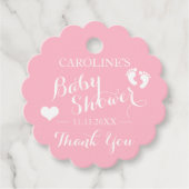 Gepersonaliseerd roze Baby met GIRL-Baby shower Bedankjes Labels (Voorkant)
