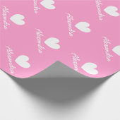 Gepersonaliseerd roze baby shower omslagpapier cadeaupapier (Hoek)