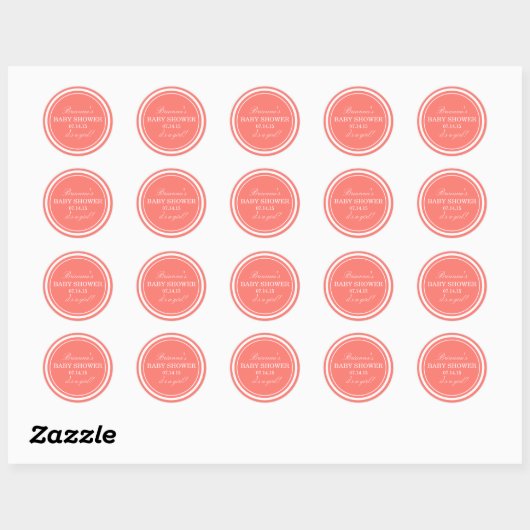 Gepersonaliseerd | Roze Baby shower Stickers (Vel)