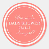 Gepersonaliseerd | Roze Baby shower Stickers (Voorkant)