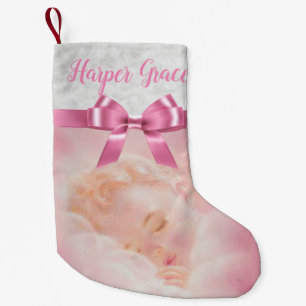 Gepersonaliseerd roze Baby slikken Kleine Kerstsok