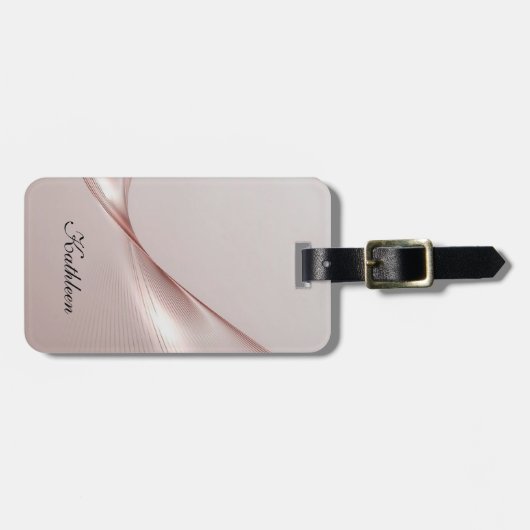 Gepersonaliseerd roze bagagelabel (Voorkant horizontaal)