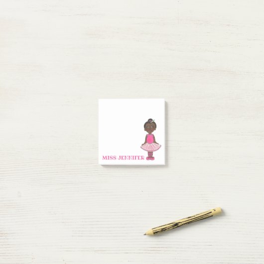 Gepersonaliseerd roze Ballerina Ballet Dance leraa Post-it® Notes (Op bureau)