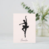 Gepersonaliseerd roze Ballerina Dance Silhouette Briefkaart (Staand voorkant)
