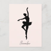 Gepersonaliseerd roze Ballerina Dance Silhouette Briefkaart (Voorkant)