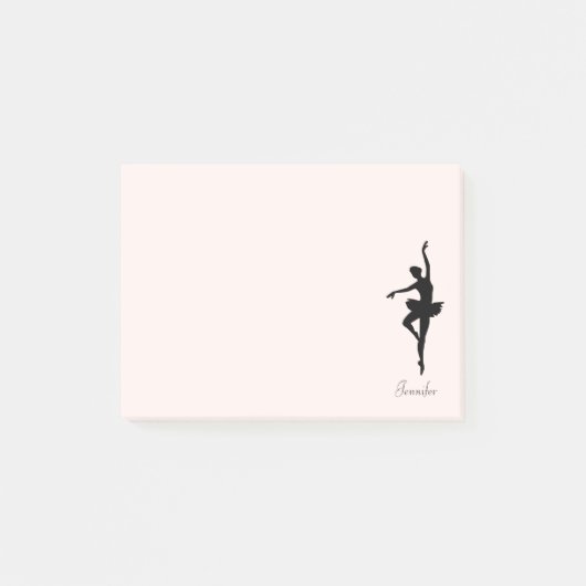 Gepersonaliseerd roze Ballerina Dance Silhouette Post-it® Notes (Voorkant)