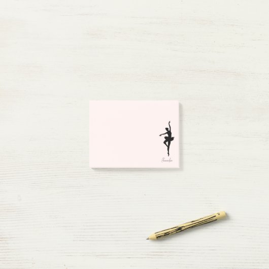 Gepersonaliseerd roze Ballerina Dance Silhouette Post-it® Notes (Op bureau)