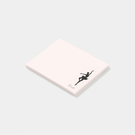 Gepersonaliseerd roze Ballerina Dance Silhouette Post-it® Notes (Schuin)