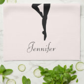 Gepersonaliseerd roze Ballerina Dance Silhouette Theedoek (Gevouwen)