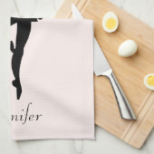 Gepersonaliseerd roze Ballerina Dance Silhouette Theedoek (Quarter Fold)