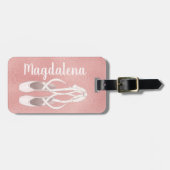 Gepersonaliseerd roze ballet Slippers Meisjes Roos Bagagelabel (Voorkant horizontaal)