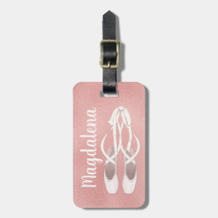 Gepersonaliseerd roze ballet Slippers Meisjes Roos Bagagelabel