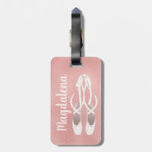Gepersonaliseerd roze ballet Slippers Meisjes Roos Bagagelabel (Achterkant verticaal)