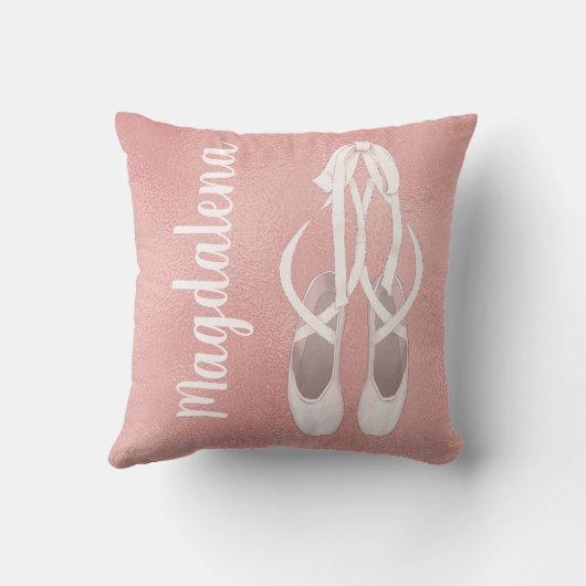 Gepersonaliseerd roze ballet Slippers Meisjes Roos Kussen (Achterkant)