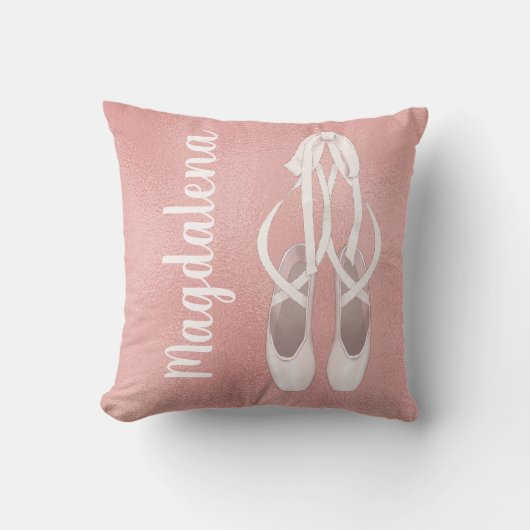 Gepersonaliseerd roze ballet Slippers Meisjes Roos Kussen (Voorkant)