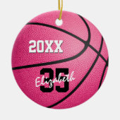 gepersonaliseerd roze basketbal ornament voor meis (Voorkant)