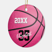 gepersonaliseerd roze basketbal ornament voor meis (Links)