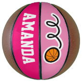 Gepersonaliseerd roze basketbal voor de verjaardag (Verticaal)