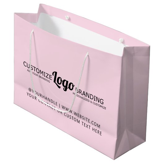 Gepersonaliseerd Roze Bedrijfslogo Bedrijf Groot Cadeauzakje (Voorkant Gekanteld)