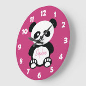 Gepersonaliseerd roze Beer Kinderen Kawaii Grote Klok (Hoek)