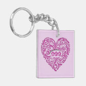 Gepersonaliseerd roze BFF-harthart Sleutelhanger (Voorkant Links)