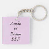Gepersonaliseerd roze BFF-harthart Sleutelhanger (Achterkant)