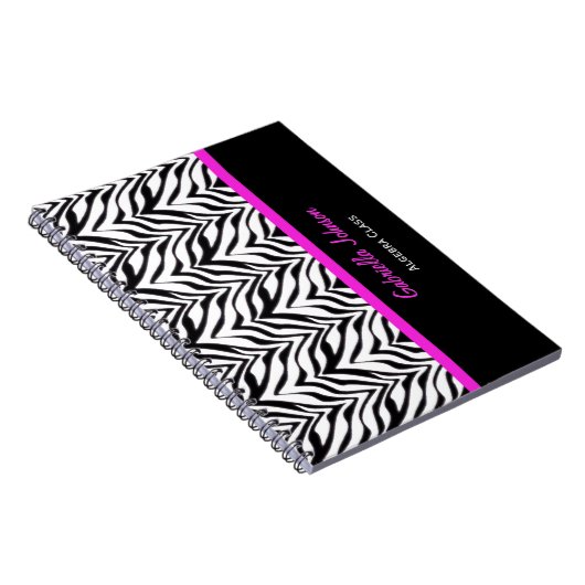 Gepersonaliseerd: Roze bijgesneden: Zebra Print No Notitieboek (Rechterzijde)