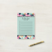 Gepersonaliseerd roze blauw zwart, gelinkt om lijs post-it® notes (Op bureau)