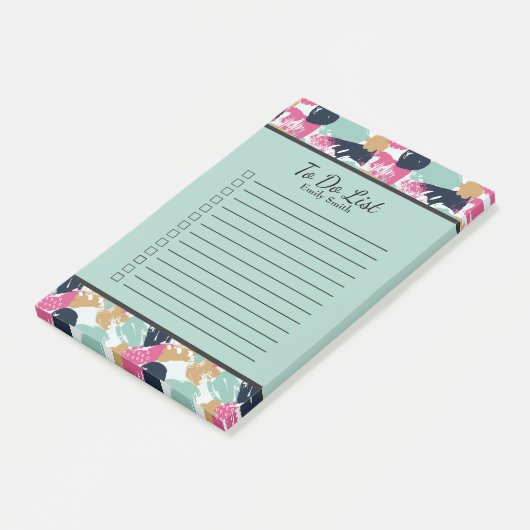Gepersonaliseerd roze blauw zwart, gelinkt om lijs post-it® notes (Schuin)