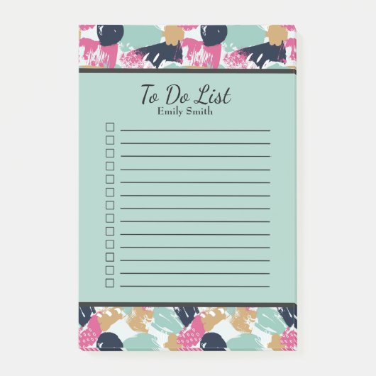 Gepersonaliseerd roze blauw zwart, gelinkt om lijs post-it® notes (Voorkant)