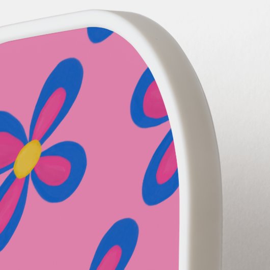 Gepersonaliseerd roze bloem Pickleball Paddle (Links Detail)