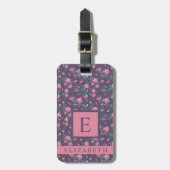 Gepersonaliseerd roze bloemen Paarse bloemen Bagagelabel (Voorkant verticaal)