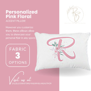 Gepersonaliseerd roze bloemenaccentkussen accent kussen