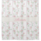 Gepersonaliseerd Roze Bloemengordijn met Monogram Douchegordijn (Voorkant)