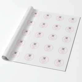 Gepersonaliseerd roze bloemenolifant Baby shower Cadeaupapier
