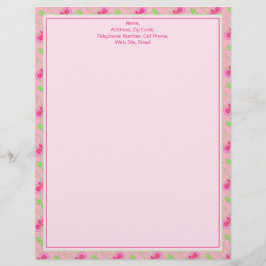 Gepersonaliseerd roze bloemig Briefpapier of Briefhoofd