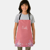 Gepersonaliseerd roze bloemig Kinder Schort (Insitu)