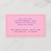 Gepersonaliseerd roze bloemmonogram contactkaartje (Achterkant)