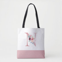 Gepersonaliseerd roze bloemmonogram letter N