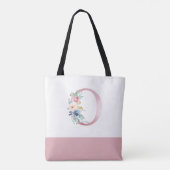 Gepersonaliseerd roze bloemmonogram letter O Tote Bag (Achterkant)