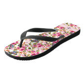 Gepersonaliseerd roze bloemmotief monogram teenslippers (Schuin)