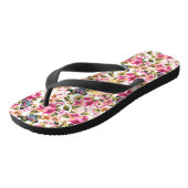 Gepersonaliseerd roze bloemmotief monogram teenslippers (Schuin)
